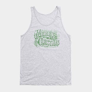 Merry Christmas Retro Floral Typography Tank Top